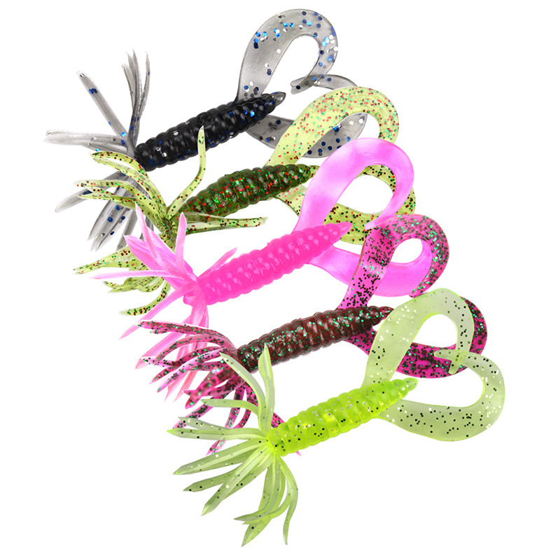Fishing Lure Buzzbait - 傘型ソフトベイト釣りルアー 6.5cm/1.8g グラブ ダブルテール バズジグヘッドフック ワーム