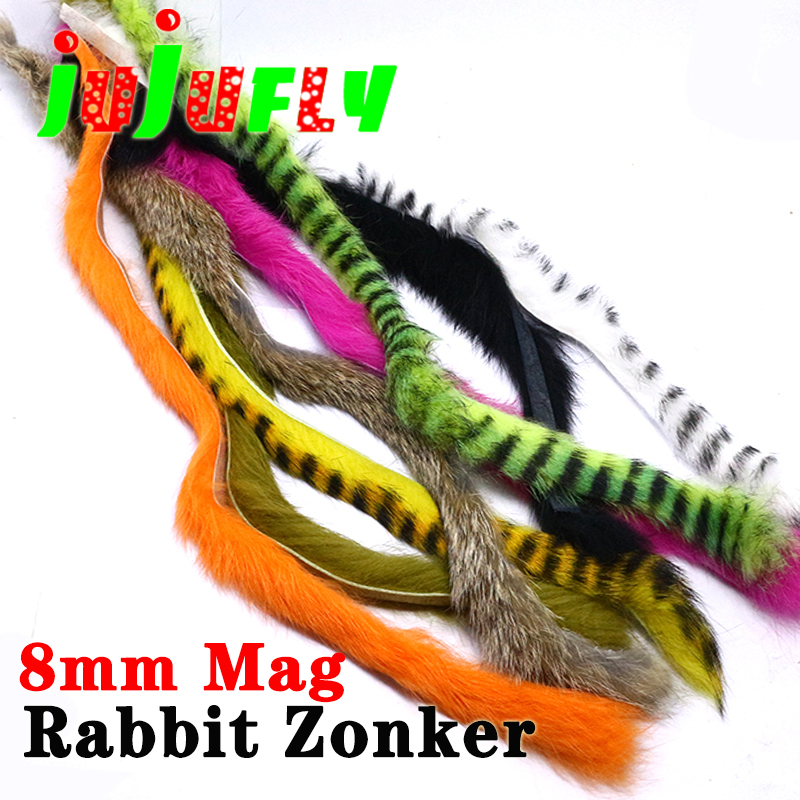 Fishing Lure Swimbait - 3ストリップ/パック フライタイイング マグナムゾンカーラビットストリップ 8mm幅 大型ゾンカー パイク＆マスキー用
