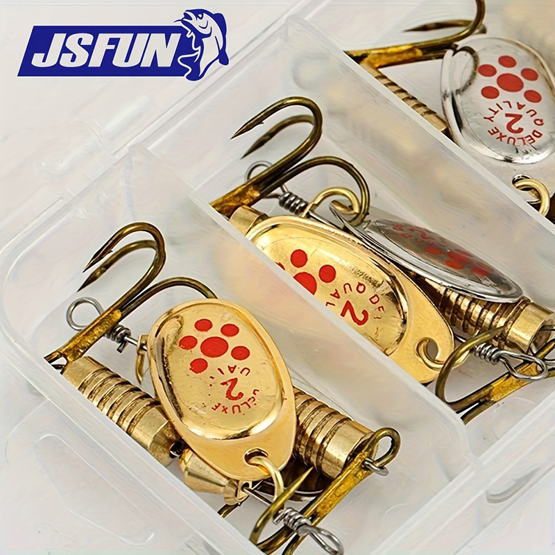 Fishing Lure Blade Bait - JSFUN 10個入りスピナールアーセット 回転ブレード付き ステンレス製反射スプーン＆フェザー 淡水用フィッシングクランクベイト